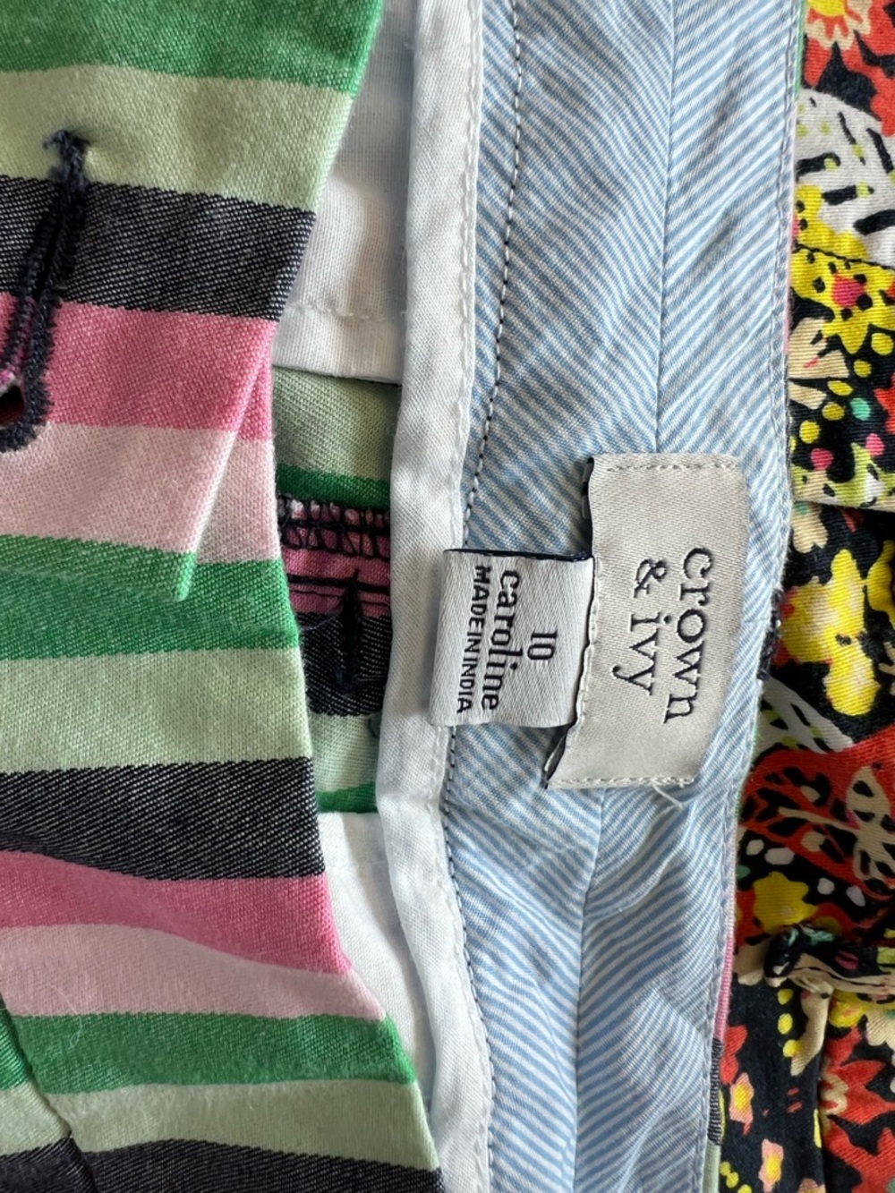 crown & ivy Pink and Green Striped Women’s Shorts - Picture 2 of 2